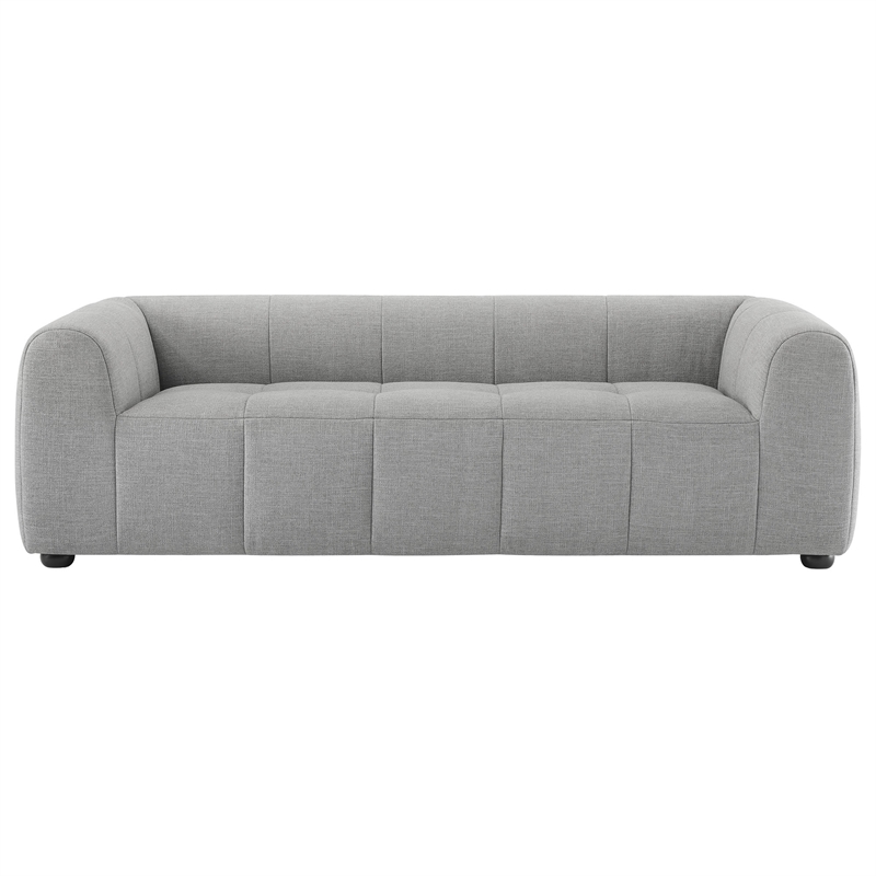 Maklaine Contemporary Dense Foam Padding Upholstered Fabric Sofa in Pewter