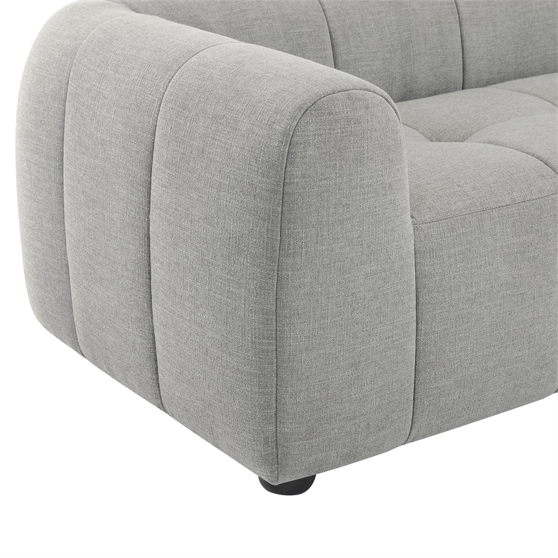 Maklaine Contemporary Dense Foam Padding Upholstered Fabric Sofa in Pewter