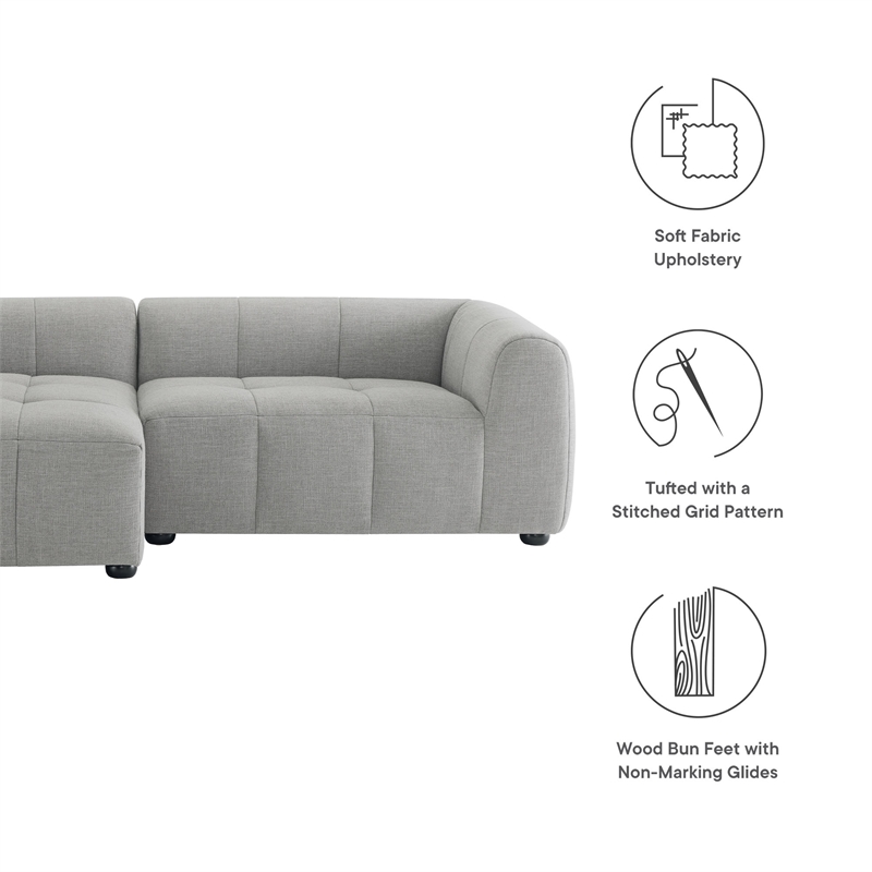 Maklaine Left-Facing Upholstered Fabric Modular Sofa with Chaise in Pewter