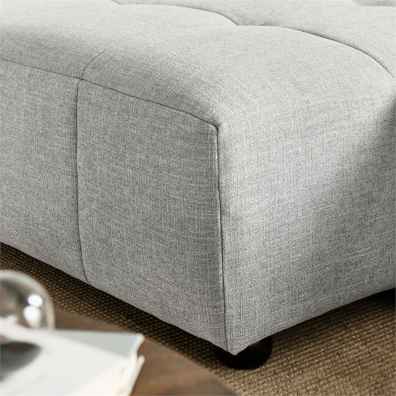 Maklaine Left-Facing Upholstered Fabric Modular Sofa with Chaise in Pewter