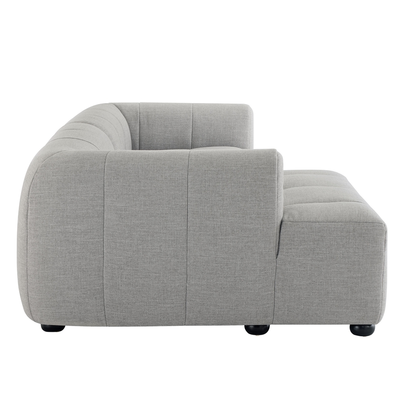Maklaine Left-Facing Upholstered Fabric Modular Sofa with Chaise in Pewter