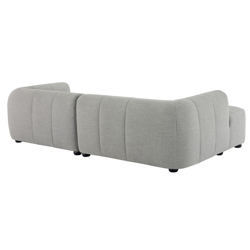 Maklaine Left-Facing Upholstered Fabric Modular Sofa with Chaise in Pewter