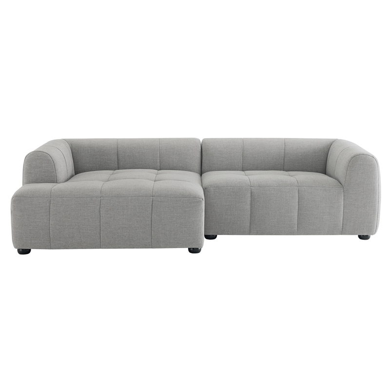 Maklaine Left-Facing Upholstered Fabric Modular Sofa with Chaise in Pewter