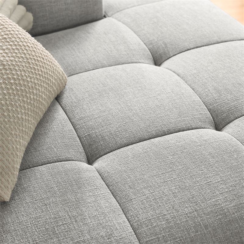 Maklaine Right-Facing Upholstered Fabric Modular Sofa with Chaise in Pewter