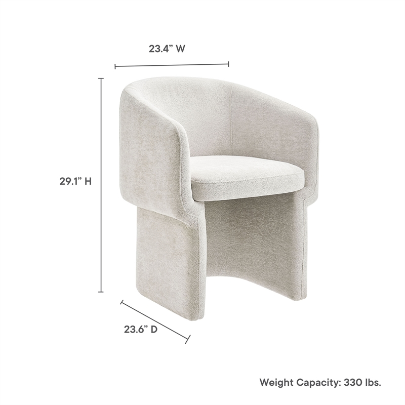 Maklaine Contemporary Dense Foam Padding Chenille Dining Armchair in Ivory