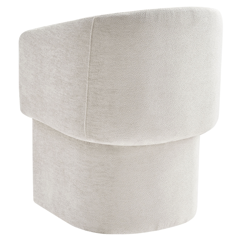 Maklaine Contemporary Dense Foam Padding Chenille Dining Armchair in Ivory