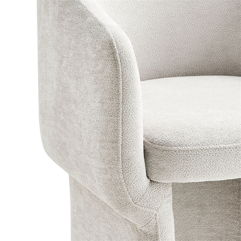 Maklaine Contemporary Dense Foam Padding Chenille Dining Armchair in Ivory