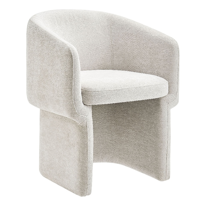 Maklaine Contemporary Dense Foam Padding Chenille Dining Armchair in Ivory