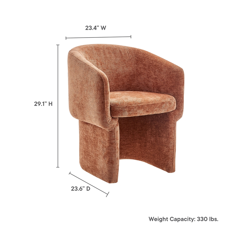 Maklaine Contemporary Dense Foam Padding Chenille Dining Armchair in Rust