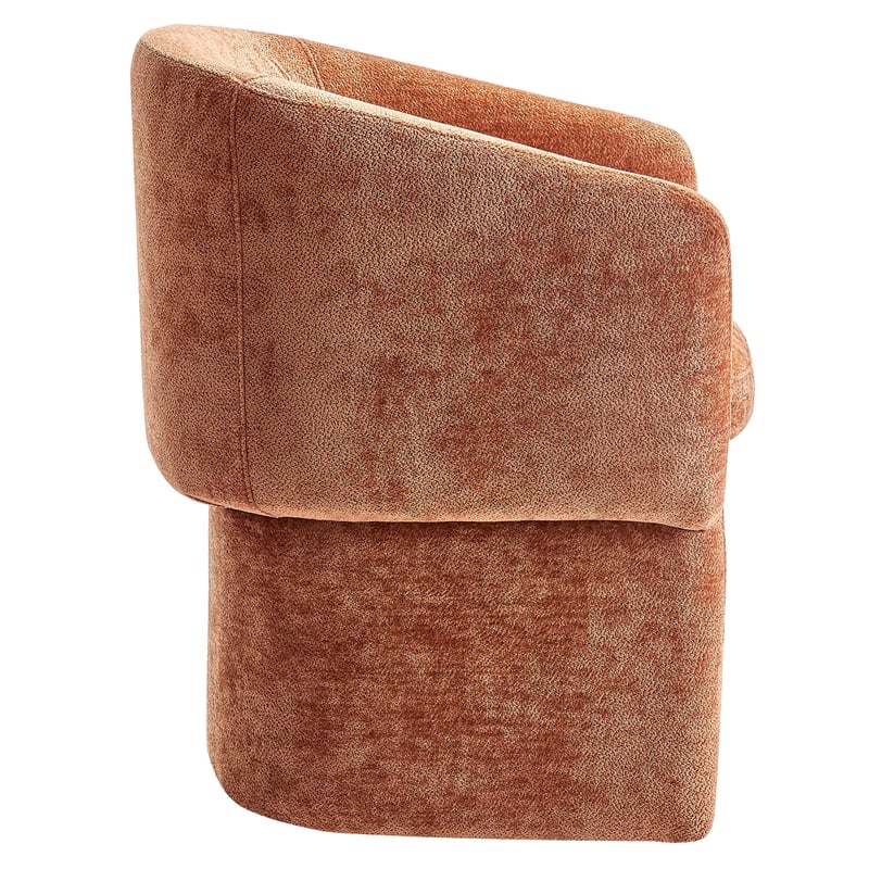 Maklaine Contemporary Dense Foam Padding Chenille Dining Armchair in Rust
