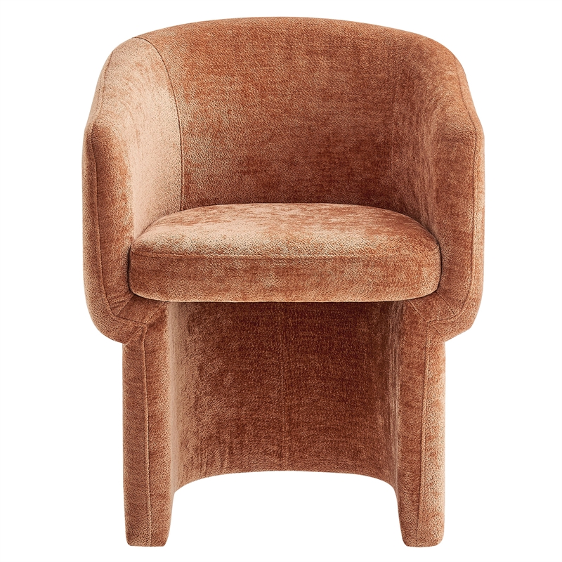 Maklaine Contemporary Dense Foam Padding Chenille Dining Armchair in Rust
