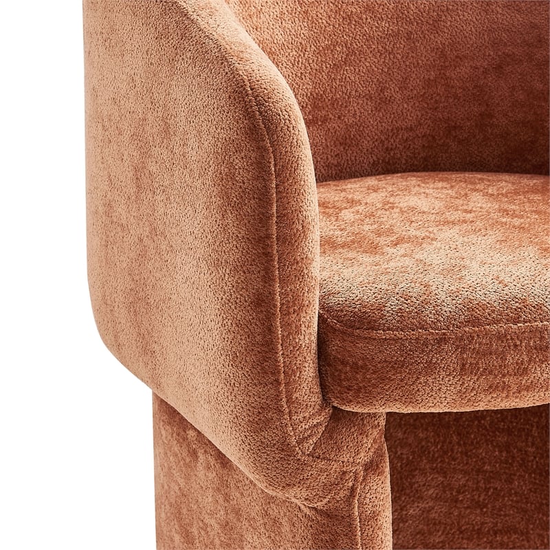 Maklaine Contemporary Dense Foam Padding Chenille Dining Armchair in Rust