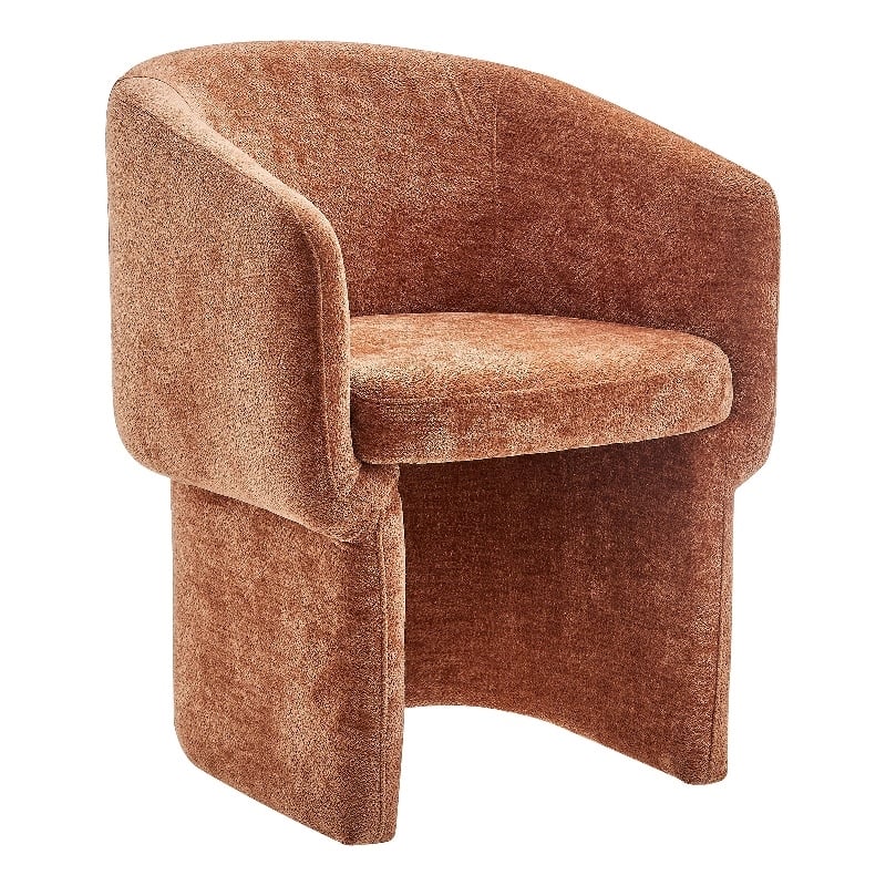Maklaine Contemporary Dense Foam Padding Chenille Dining Armchair in Rust