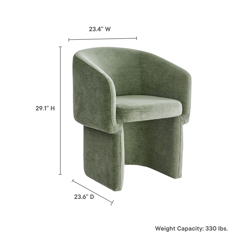 Maklaine Contemporary Dense Foam Padding Chenille Dining Armchair in Sage
