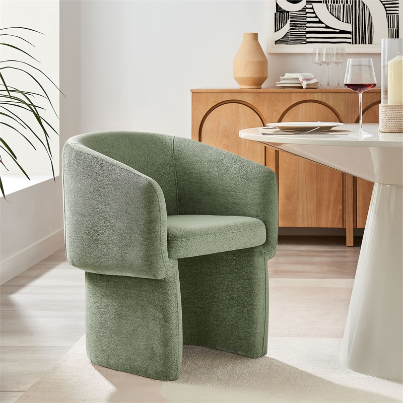 Maklaine Contemporary Dense Foam Padding Chenille Dining Armchair in Sage