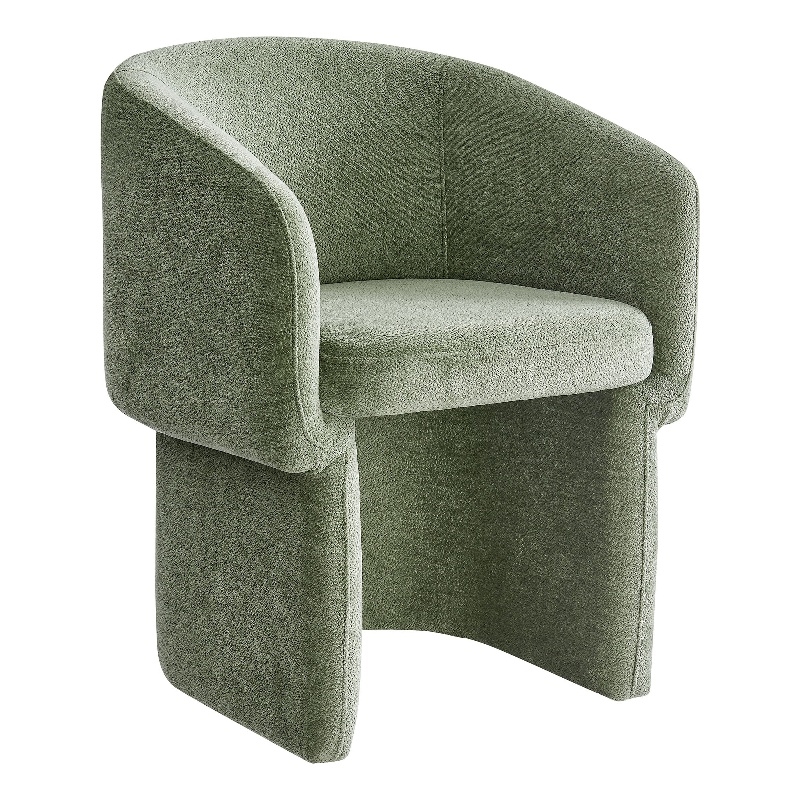 Maklaine Contemporary Dense Foam Padding Chenille Dining Armchair in Sage