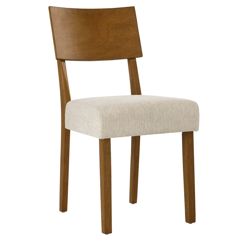 Maklaine Wood Dining Side Chairs - Set of 2 in Acorn Heathered Weave Light Beige