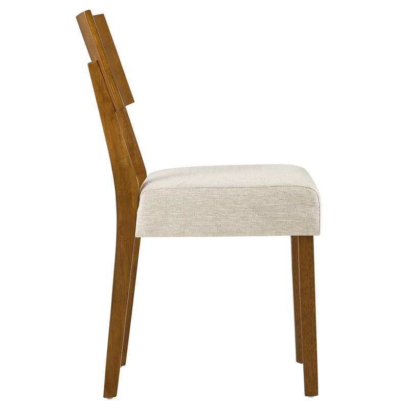 Maklaine Wood Dining Side Chairs - Set of 2 in Acorn Heathered Weave Light Beige