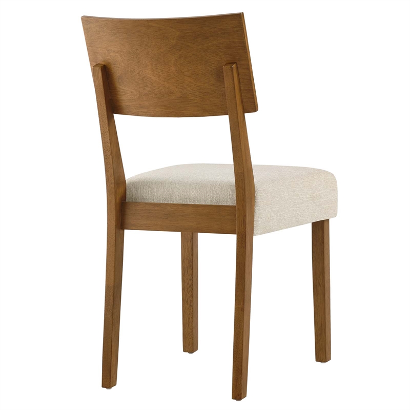 Maklaine Wood Dining Side Chairs - Set of 2 in Acorn Heathered Weave Light Beige