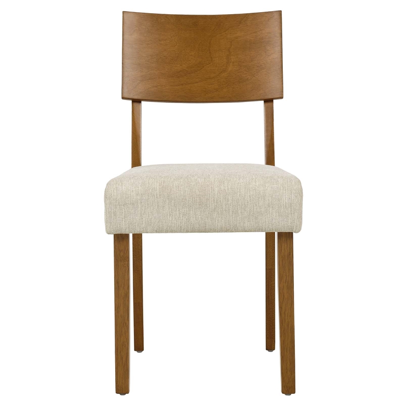 Maklaine Wood Dining Side Chairs - Set of 2 in Acorn Heathered Weave Light Beige