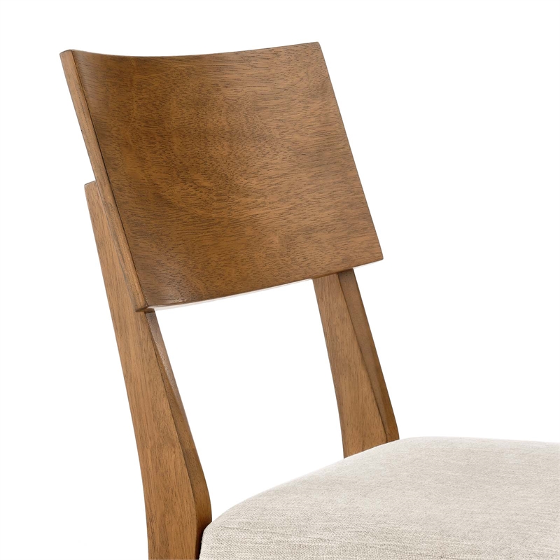Maklaine Wood Dining Side Chairs - Set of 2 in Acorn Heathered Weave Light Beige