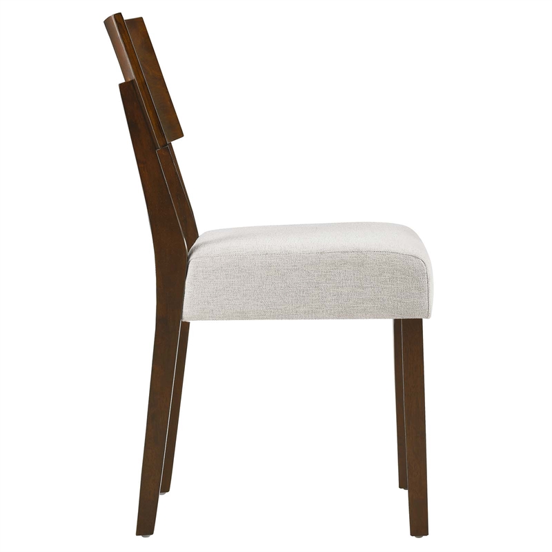Maklaine Wood Dining Side Chairs - Set of 2 in Walnut Heathered Weave Ivory