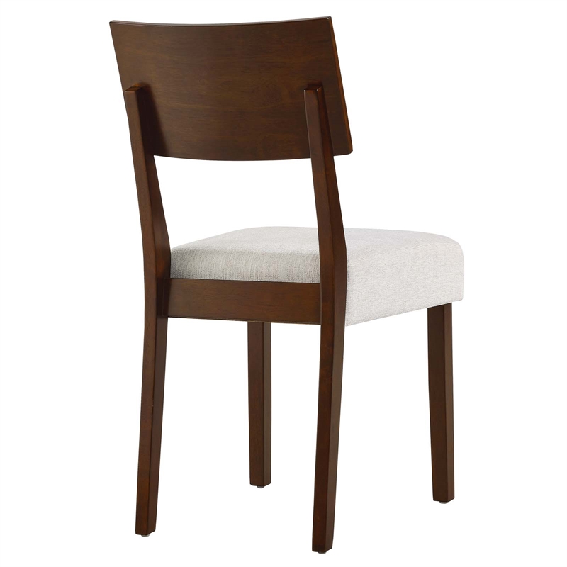 Maklaine Wood Dining Side Chairs - Set of 2 in Walnut Heathered Weave Ivory