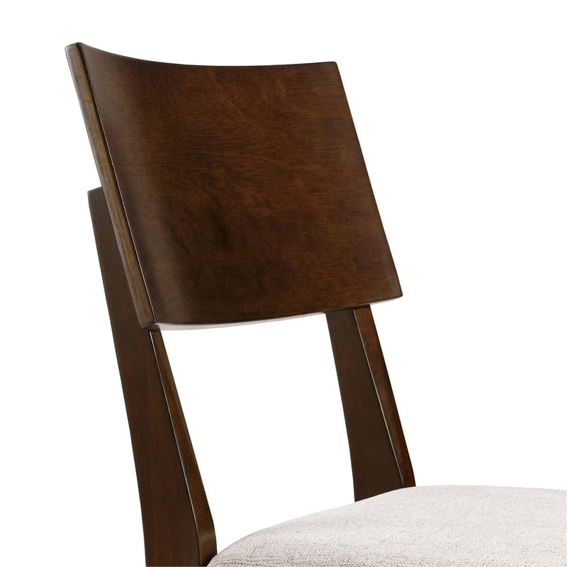 Maklaine Wood Dining Side Chairs - Set of 2 in Walnut Heathered Weave Ivory