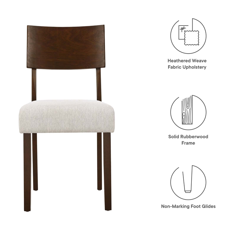 Maklaine Wood Dining Side Chairs - Set of 2 in Walnut Heathered Weave Ivory