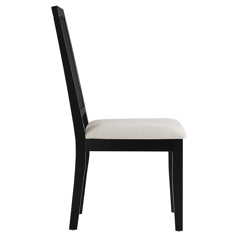 Maklaine Contemporary Faux Rattan and Wood Dining Side Chairs - Set of 2