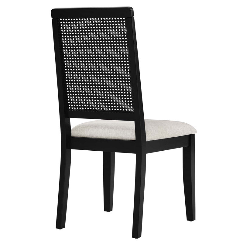 Maklaine Contemporary Faux Rattan and Wood Dining Side Chairs - Set of 2