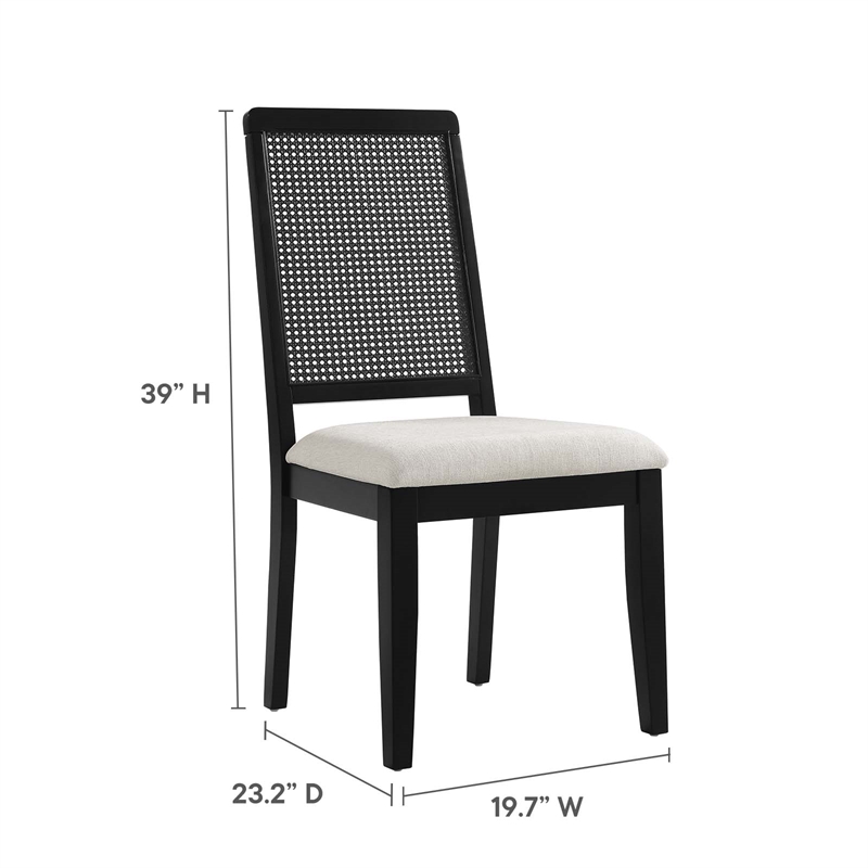 Maklaine Contemporary Faux Rattan and Wood Dining Side Chairs - Set of 2