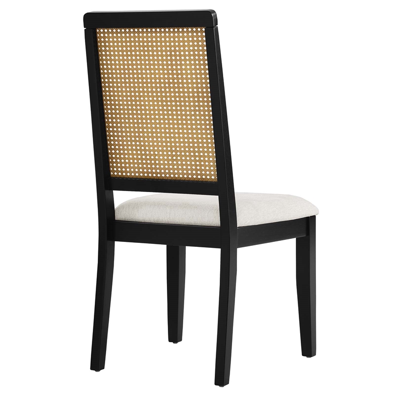 Maklaine Contemporary Faux Rattan and Wood Dining Side Chairs - Set of 2