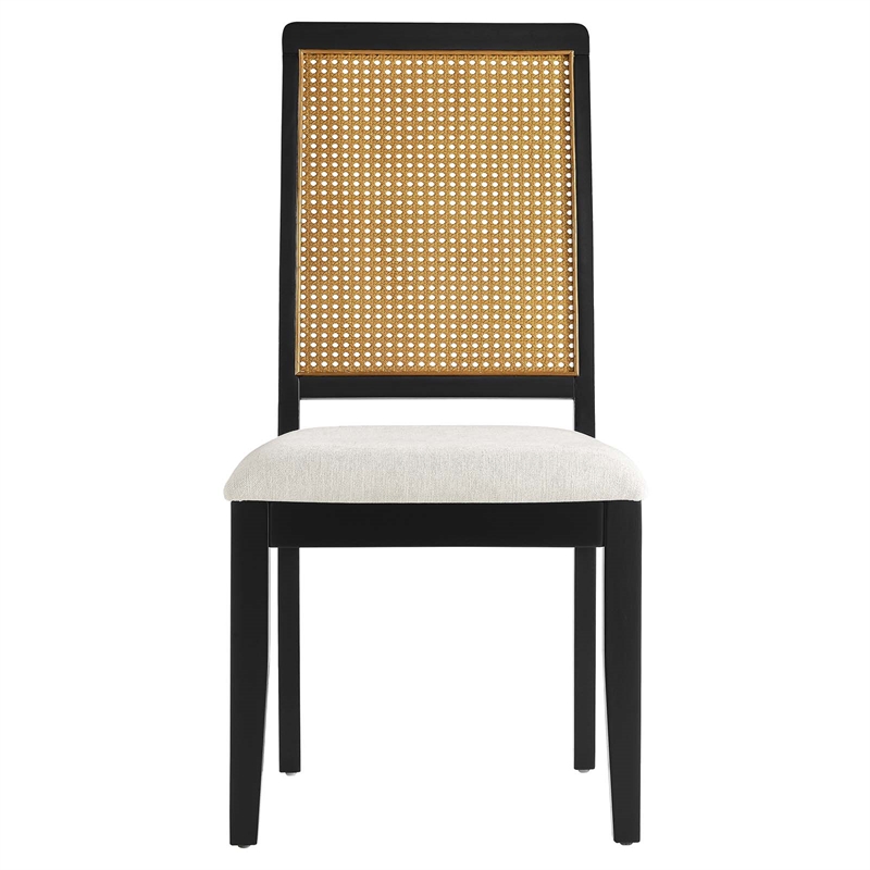 Maklaine Contemporary Faux Rattan and Wood Dining Side Chairs - Set of 2