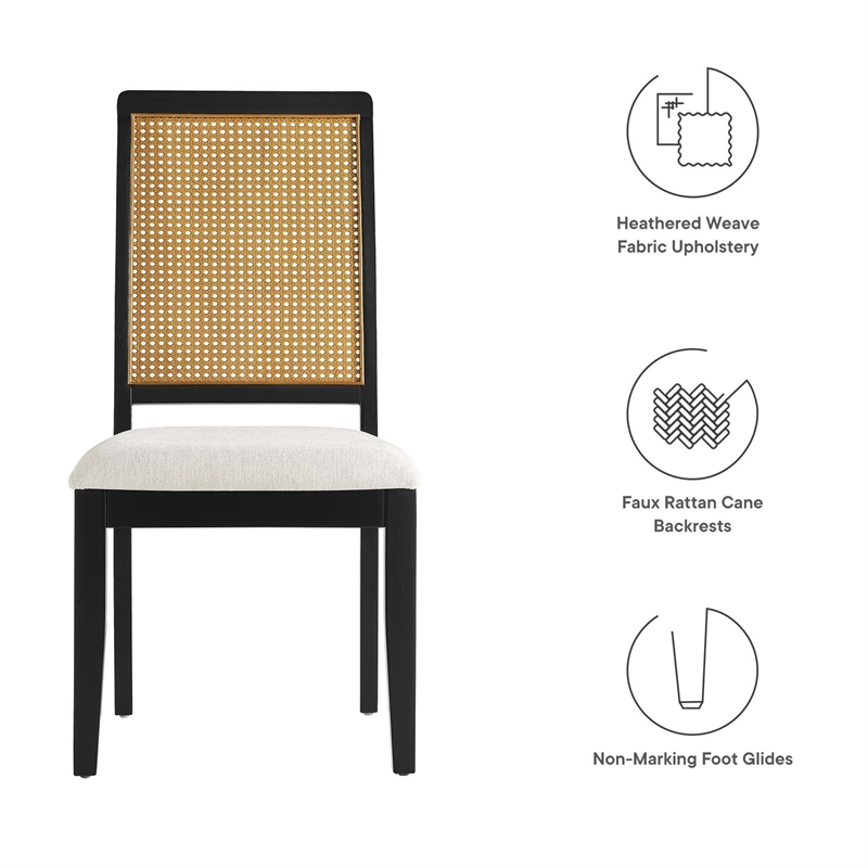 Maklaine Contemporary Faux Rattan and Wood Dining Side Chairs - Set of 2