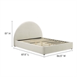 Maklaine Performance Velvet Arched Round King Platform Bed in Alabaster