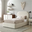 Maklaine Performance Velvet Curved Twin Platform Bed in Alabaster