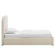 Maklaine Performance Velvet Curved Twin Platform Bed in Alabaster