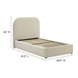 Maklaine Performance Velvet Curved Twin Platform Bed in Alabaster
