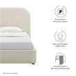 Maklaine Performance Velvet Curved Twin Platform Bed in Alabaster