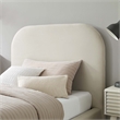 Maklaine Performance Velvet Curved Twin Platform Bed in Alabaster