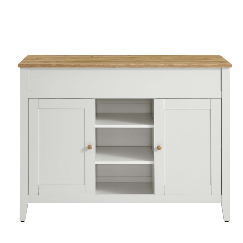 Maklaine Modern / Contemporary Kitchen Island in Oak White Finish