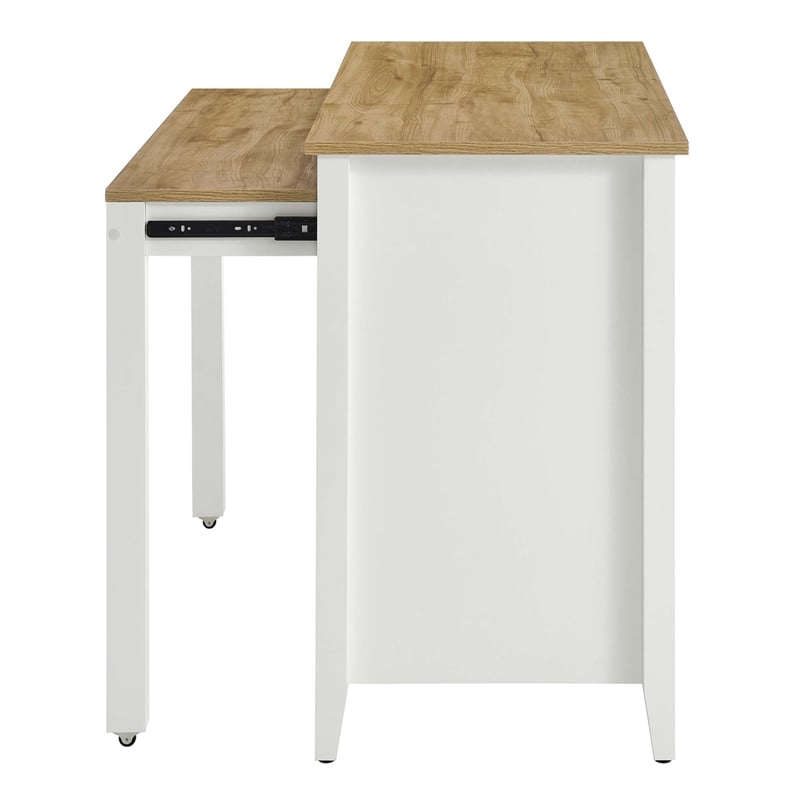 Maklaine Modern / Contemporary Kitchen Island in Oak White Finish