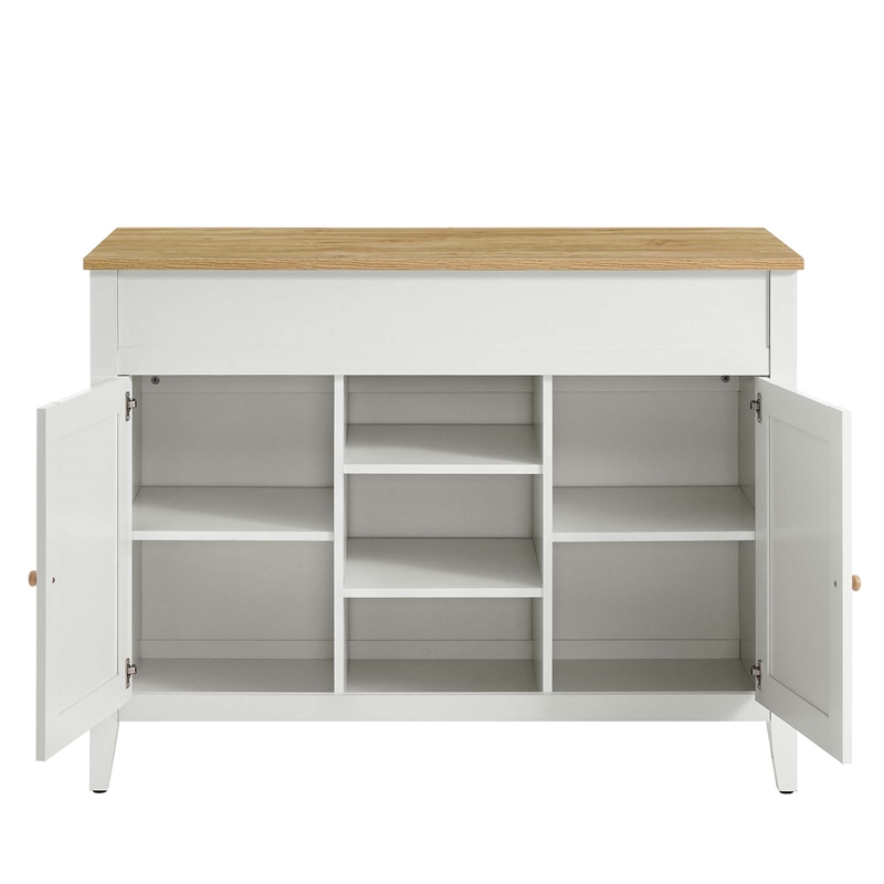 Maklaine Modern / Contemporary Kitchen Island in Oak White Finish