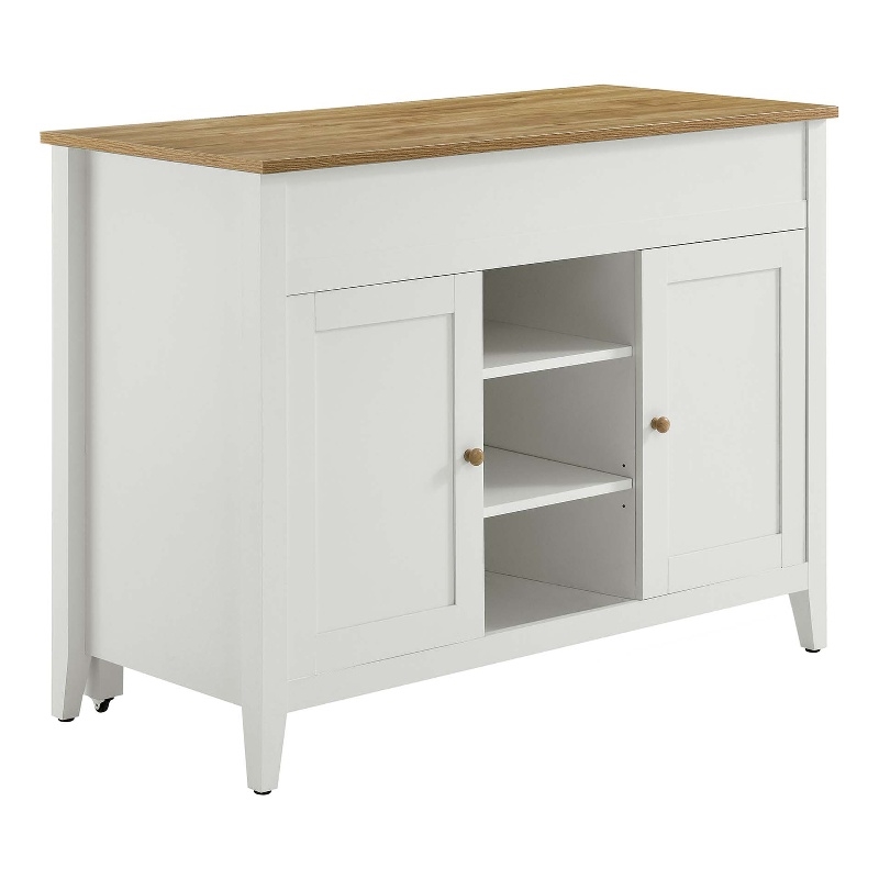 Maklaine Modern / Contemporary Kitchen Island in Oak White Finish