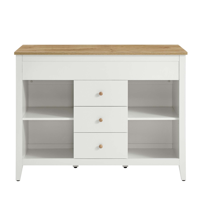 Maklaine Modern / Contemporary Kitchen Island in Oak White Finish