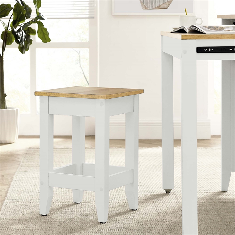 Maklaine Modern / Contemporary Kitchen Stool in Oak White Finish