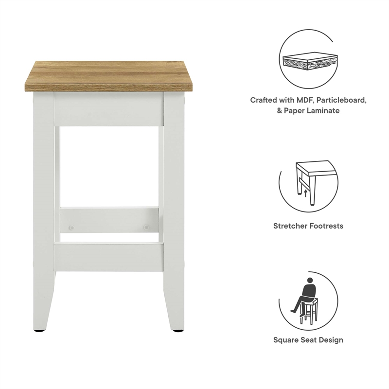 Maklaine Modern / Contemporary Kitchen Stool in Oak White Finish