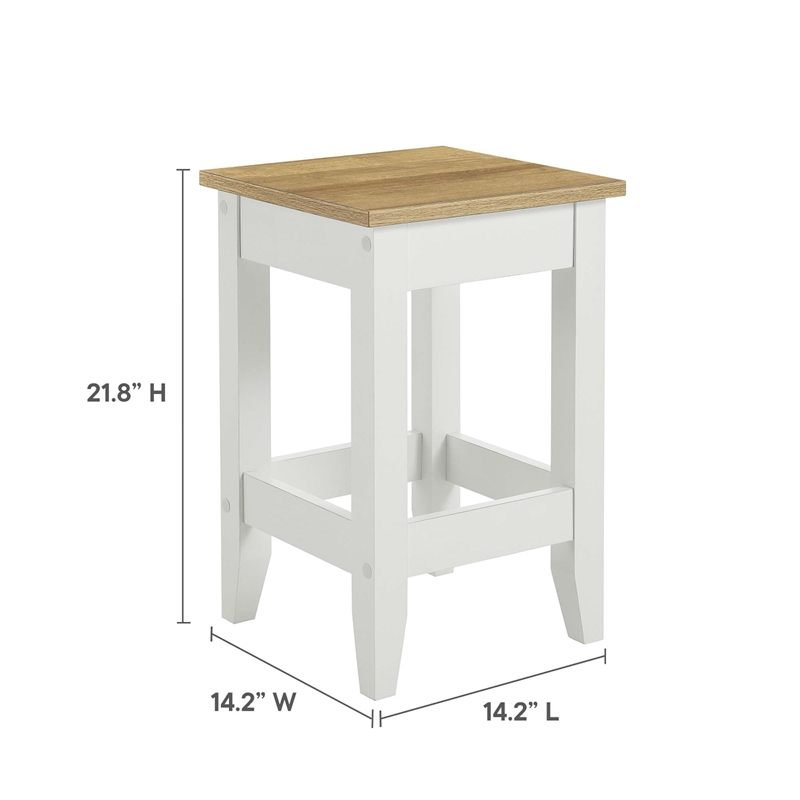 Maklaine Modern / Contemporary Kitchen Stool in Oak White Finish