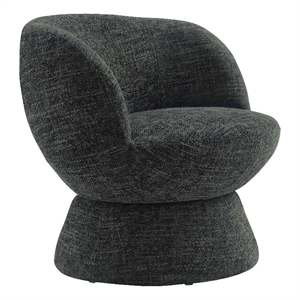 Maklaine Chenille Fabric Upholstered Swivel Chair in Caramel Ash